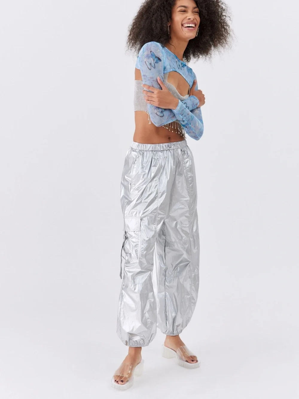 NWOT Jana Metallic Balloon Cargo Pant